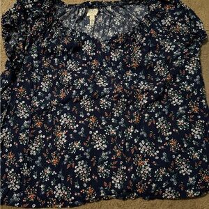 St. John's Bay Floral Navy Blouse Elegant Top